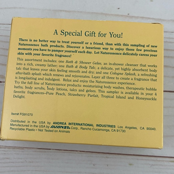 Vintage Naturessence Bath Sampler Pure Peach Cologne Splash Bath Gelee Body Talc - Picture 5 of 5